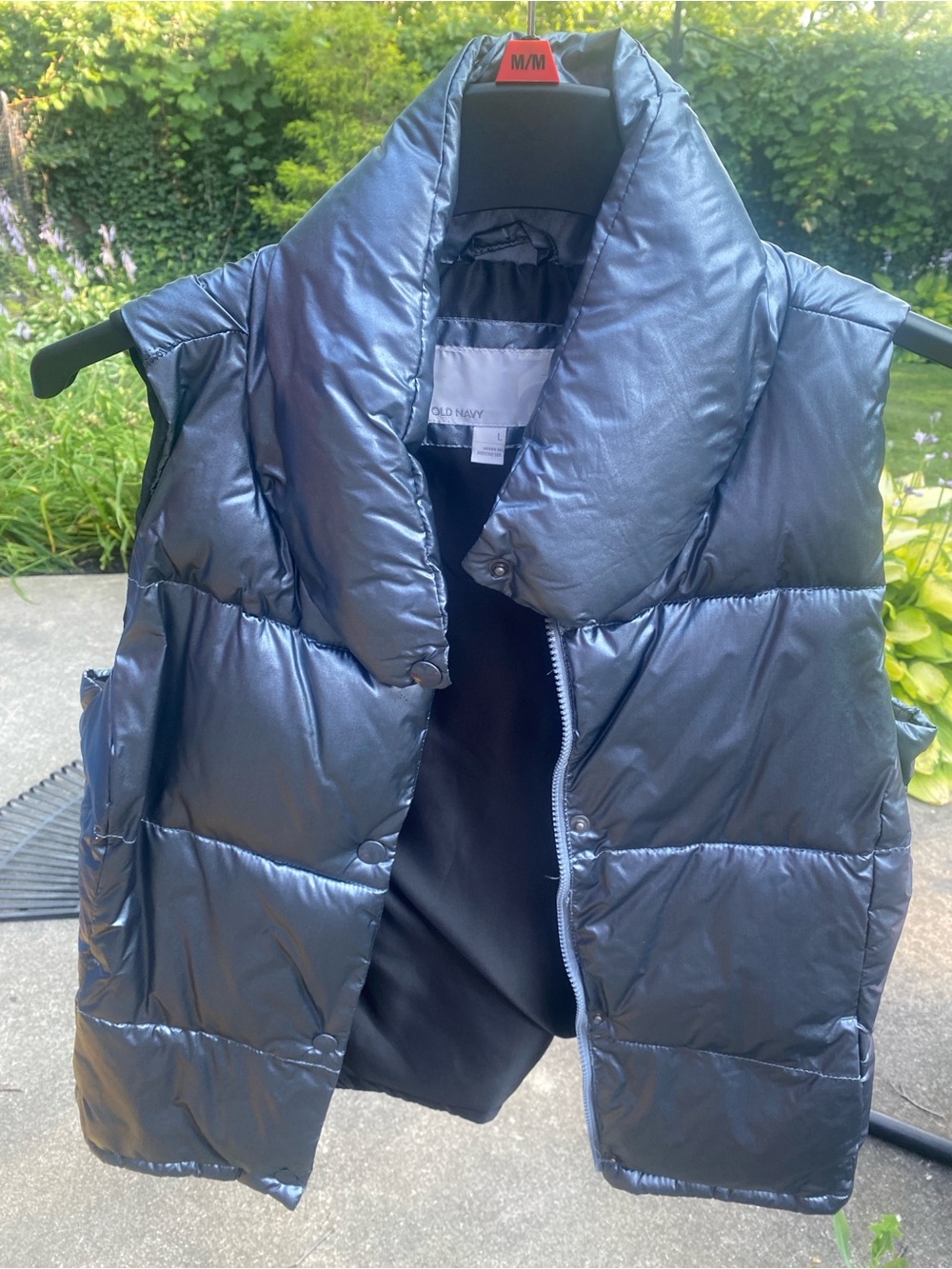 Old Navy Metallic Slate Blue Puffer Vest